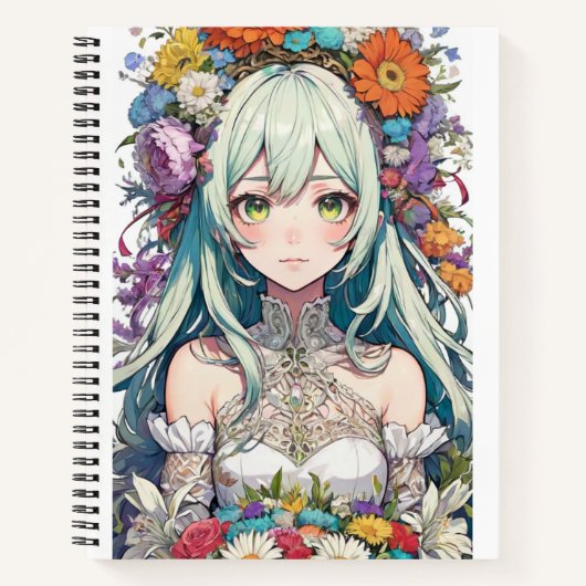 Anime Girl-Blume Notizblock (Vorderseite)