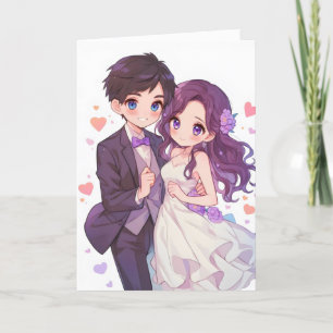 Anime Girl Boy Wedding Couple Feiertagskarte