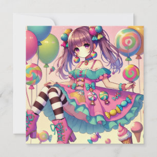 Anime girl Candy Geburtstagskarte