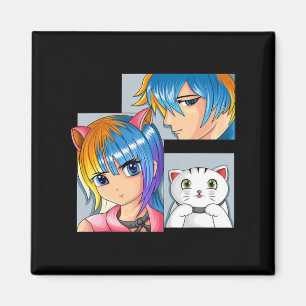 Anime Girl Cat Otaku Anime Merch Kawaii Stuff Magnet