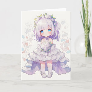 Anime Girl Chibi Bride Feiertagskarte