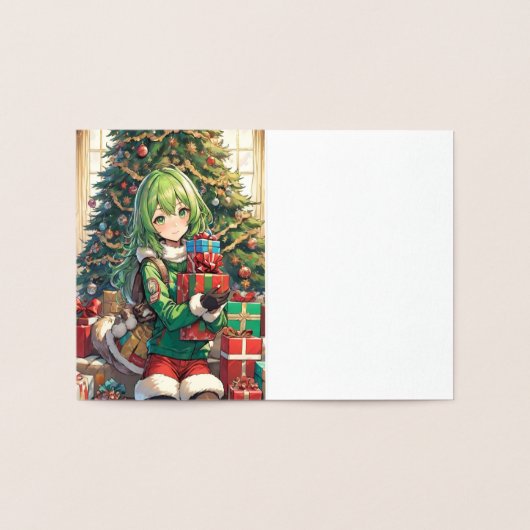 Anime girl Christmas Folienkarte (Innenseite)