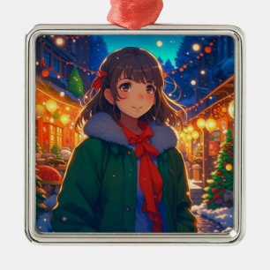 Anime Girl Christmas Lights Ornament Aus Metall