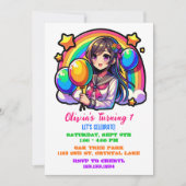 Anime Girl Colorful Pop Einladung (Vorderseite)