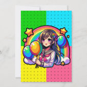 Anime Girl Colorful Pop Einladung (Rückseite)