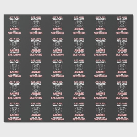 Anime Girl Cosplay Teen Manga Sketch Geschenkpapier (Flach)