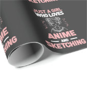 Anime Girl Cosplay Teen Manga Sketch Geschenkpapier (Rolleneckpunkt)