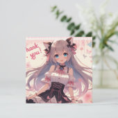 Anime Girl Danke-Card Dankeskarte (Stehend Vorderseite)
