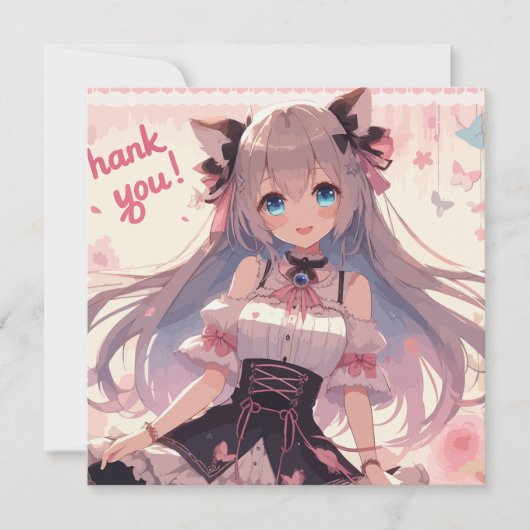 Anime Girl Danke-Card Dankeskarte (Vorderseite)