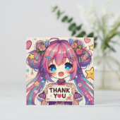 Anime Girl Dankeskarte (Stehend Vorderseite)