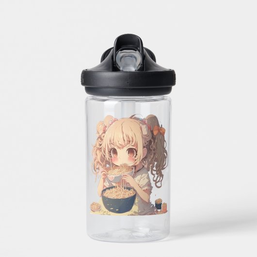 Anime Girl Eating Ramen Noodles Personalisiert Trinkflasche (Vorne)