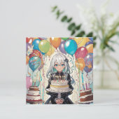 Anime girl Eine Geburtstagseinladung (Stehend Vorderseite)