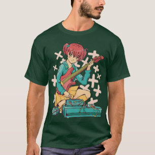 Anime Girl Electric Guitar Niedlich Kawaii Japanis T-Shirt