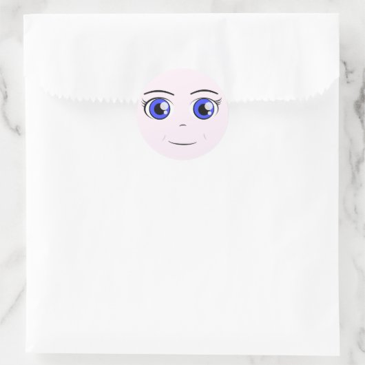 Anime Girl Face Runder Aufkleber (Tasche)