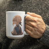 Anime Girl fragt sich, du denkst über sie nach Kaffeetasse
