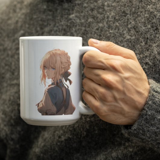 Anime Girl fragt sich, du denkst über sie nach Kaffeetasse