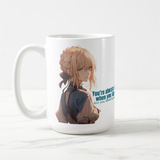 Anime Girl fragt sich, du denkst über sie nach Kaffeetasse (Links)