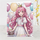 Anime Girl Geburtstag Karte (Gelbe Blume)