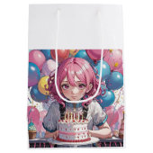 Anime Girl Geburtstag Mittlere Geschenktüte (Rückseite)