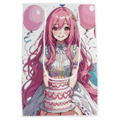Anime Girl Geburtstag Mittlere Geschenktüte (Rückseite)