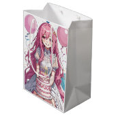 Anime Girl Geburtstag Mittlere Geschenktüte (Rückseite Schrägansicht)