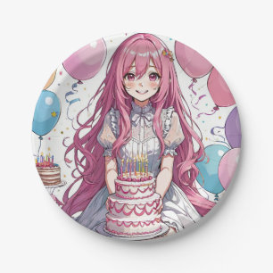 Anime Girl Geburtstag Pappteller