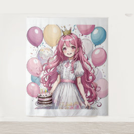 Anime Girl Geburtstag Tapestry Wandteppich