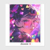 Anime Girl Hearts Aufkleber (Blatt)