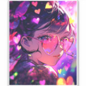 Anime Girl Hearts Aufkleber (Vorderseite)