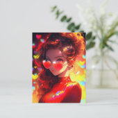 Anime Girl Hearts Postkarte (Stehend Vorderseite)