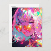 Anime Girl Hearts Postkarte (Vorne/Hinten)