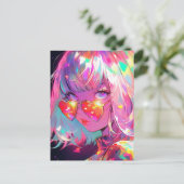 Anime Girl Hearts Postkarte (Stehend Vorderseite)