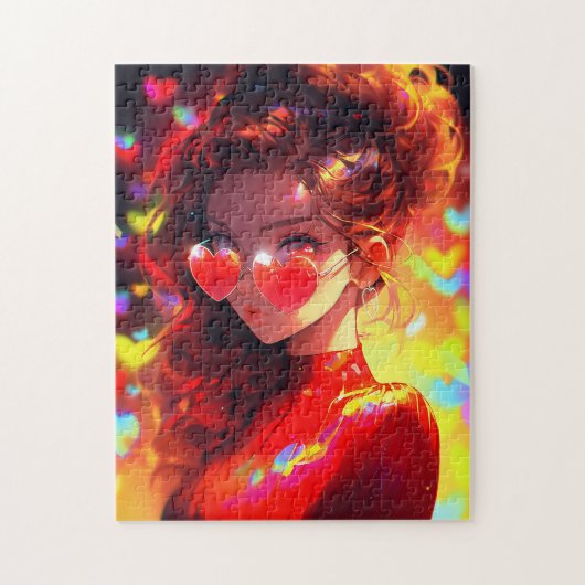 Anime Girl Hearts Puzzle (Vertikal)