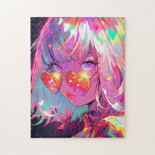 Anime Girl Hearts Puzzle (Vertikal)