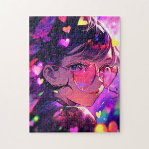 Anime Girl Hearts Puzzle