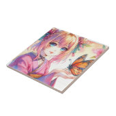 Anime Girl Holding a Butterfly Fliese (Seite)