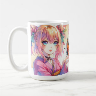 Anime Girl Holding a Butterfly Kaffeetasse
