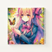 Anime Girl Holding a Butterfly Notizblock (Rückseite)