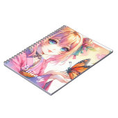 Anime Girl Holding a Butterfly Personalisiert Notizblock (Linke Seite)