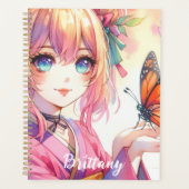 Anime Girl Holding a Butterfly Personalisiert Planer (Vorderseite)