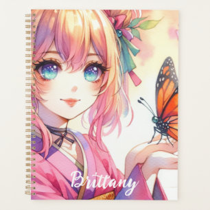 Anime Girl Holding a Butterfly Personalisiert Planer
