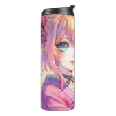 Anime Girl Holding a Butterfly Thermosbecher (Nach links gedreht)
