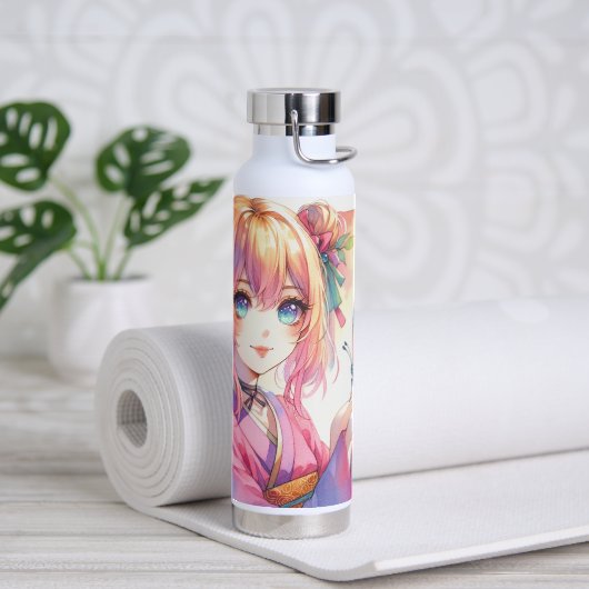 Anime Girl Holding a Butterfly Trinkflasche (Yoga)