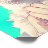 Anime Girl Holding an Adorable Kitten Poster (Ecke)