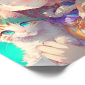 Anime Girl Holding an Adorable Kitten Poster (Ecke)