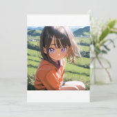 Anime Girl im sonnigen Wiese Einladung (Stehend Vorderseite)