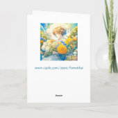 Anime Girl in Blume | Über Sie nachdenken Karte (Rückseite)