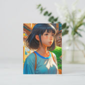Anime Girl in der Stadt | BEHALTEND TOUCH Postkarte (Stehend Vorderseite)