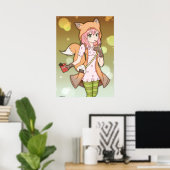 Anime Girl in Fox Cosplay Poster (Heimbüro)