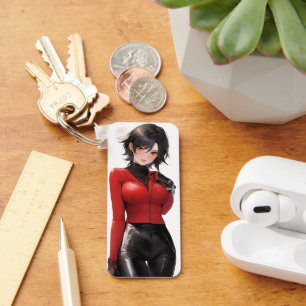 Anime Girl in Leather Schlüsselanhänger